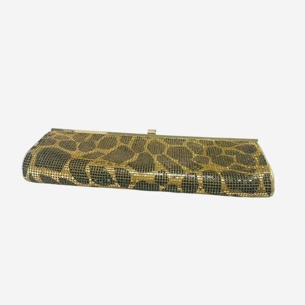 Steve Madden Metallic Gold Animal Print Evening Clutch Purse with Chain Strap